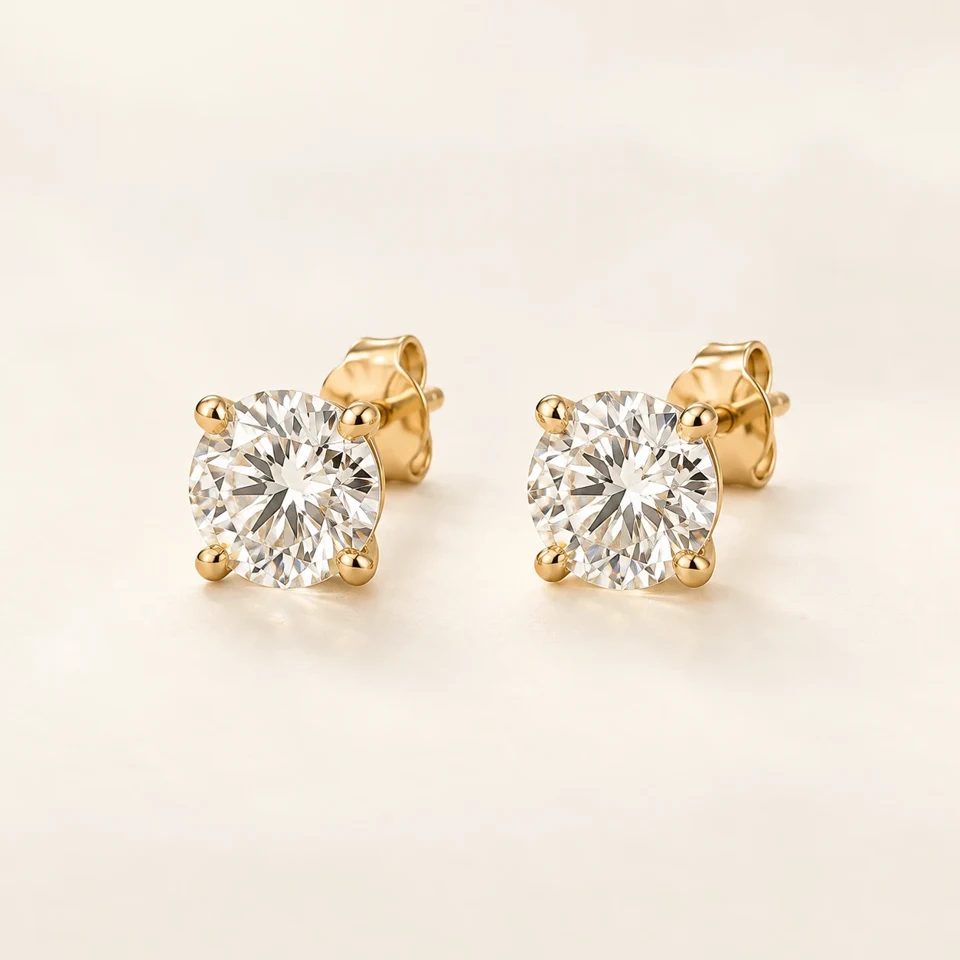 Round Stud Earrings — Lab-Grown Diamond design in a yellow-gold setting