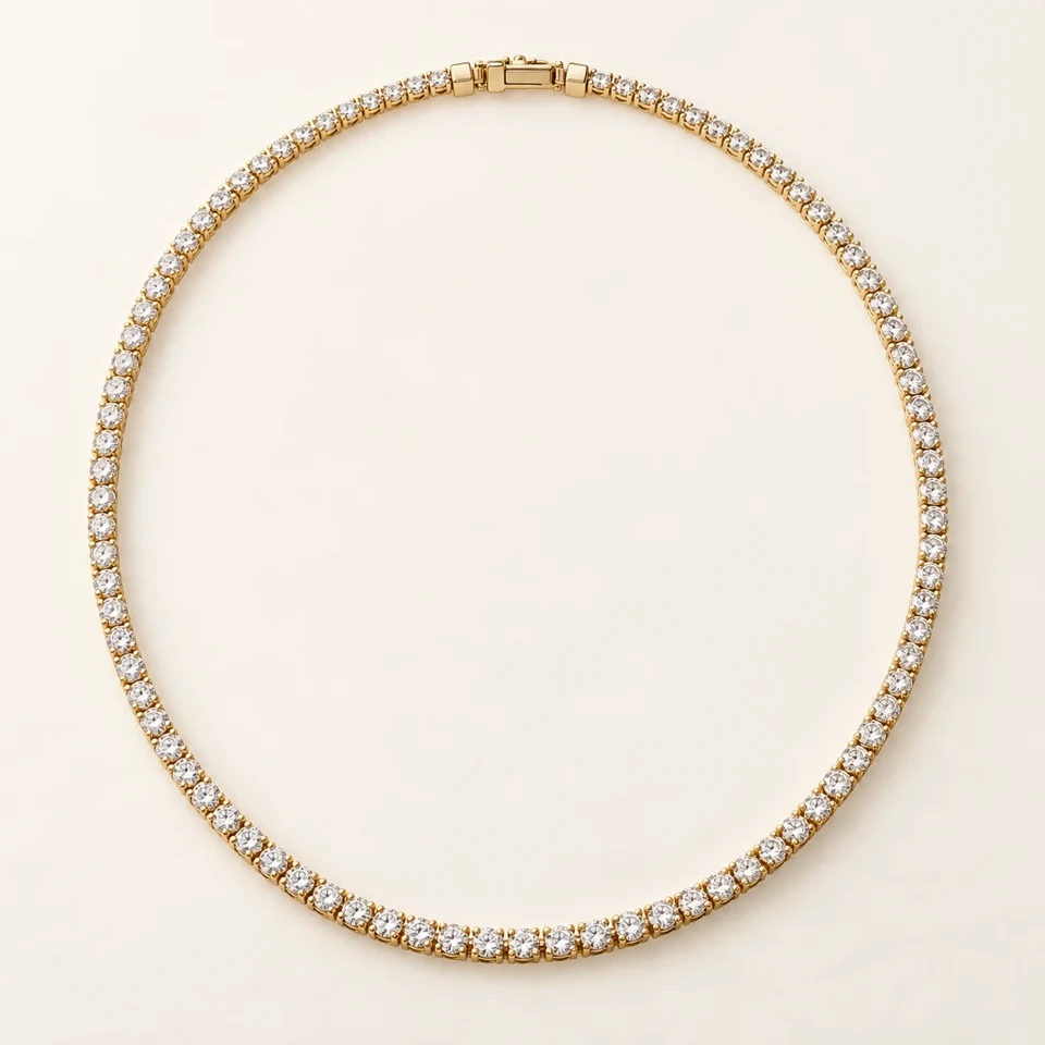 Tennis Necklace — Lab-Grown Diamond design in a yellow-gold setting