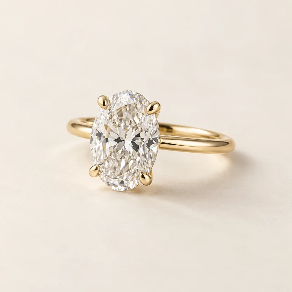 Oval Solitaire — Lab-Grown Diamond design in a yellow-gold setting