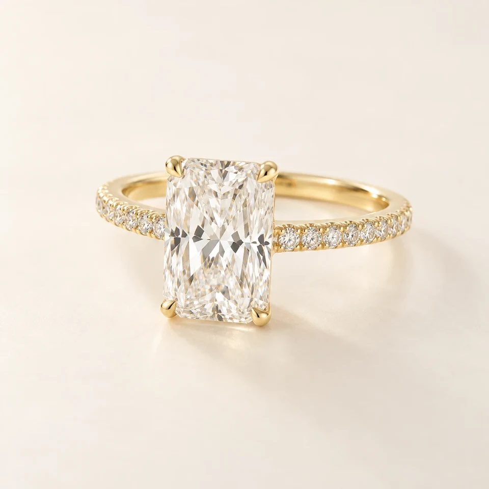 Radiant Pavé — Lab-Grown Diamond design in a yellow-gold setting