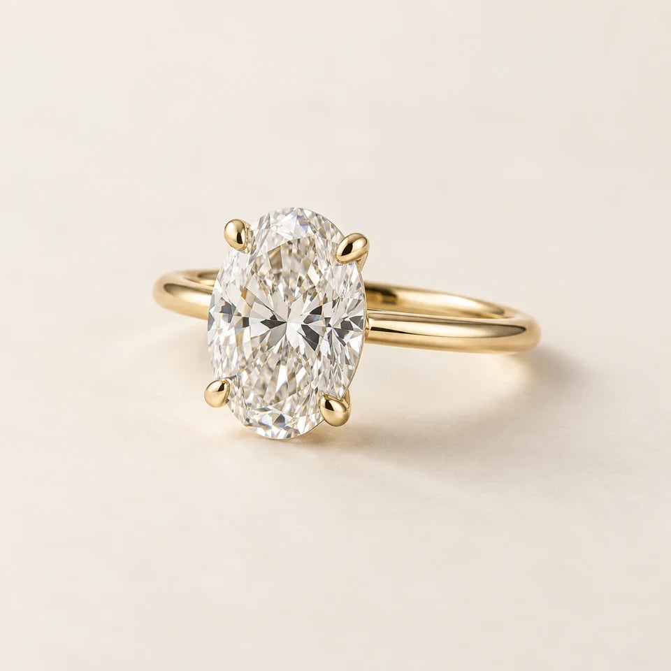 Oval Solitaire — Lab-Grown Diamond design in a yellow-gold setting