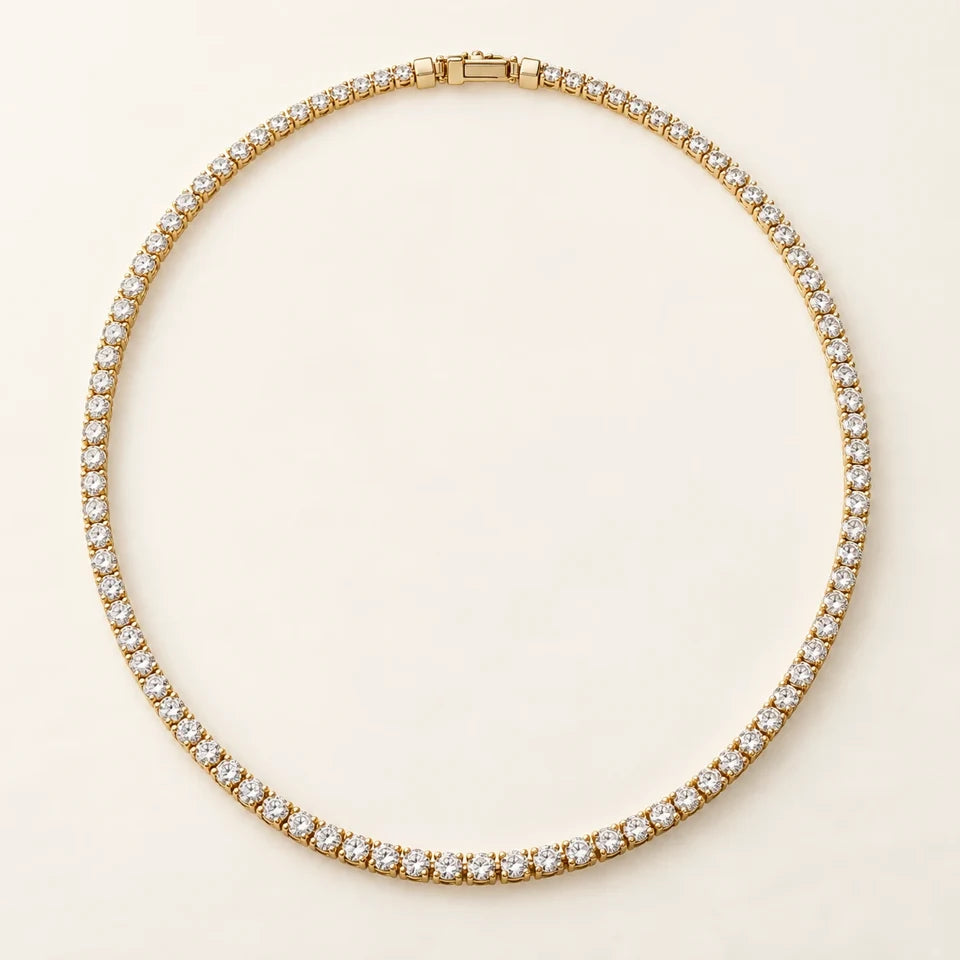 Tennis Necklace — Lab-Grown Diamond design in a yellow-gold setting