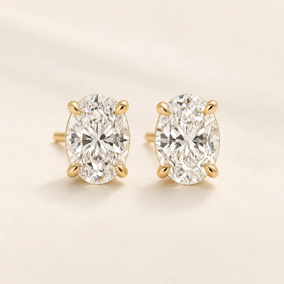 Oval Stud Earrings — Lab-Grown Diamond design in a yellow-gold setting