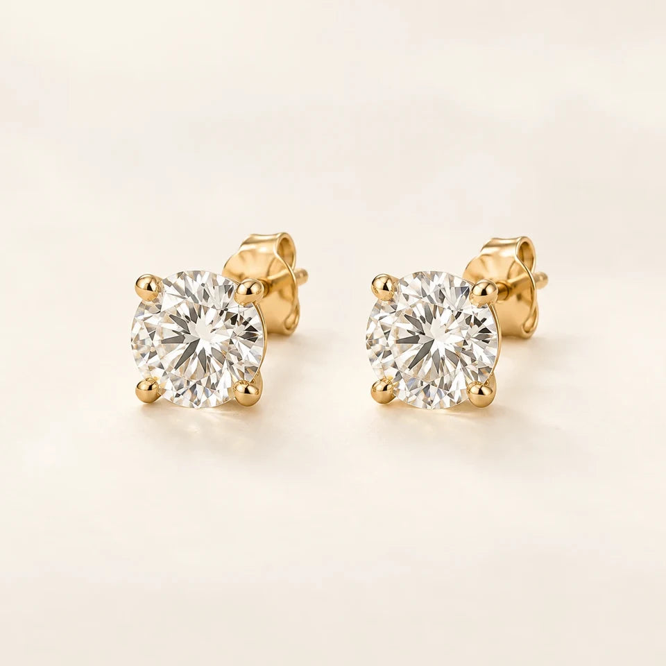 Round Stud Earrings — Lab-Grown Diamond design in a yellow-gold setting